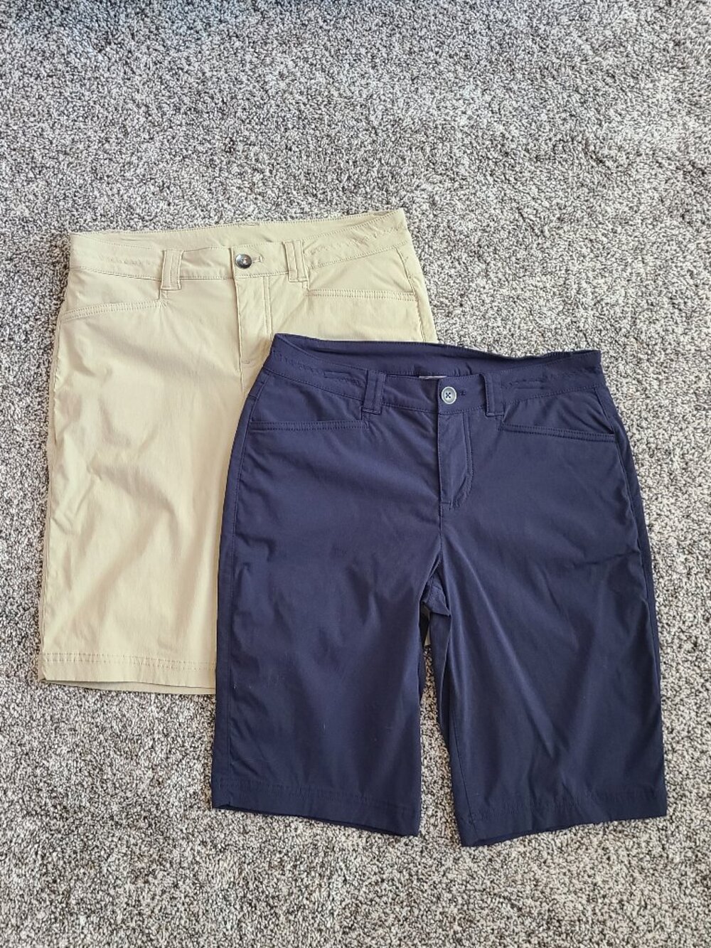 2 Pair Eddie Bauer Womens Hiking Shorts Size 2 Tan Blue